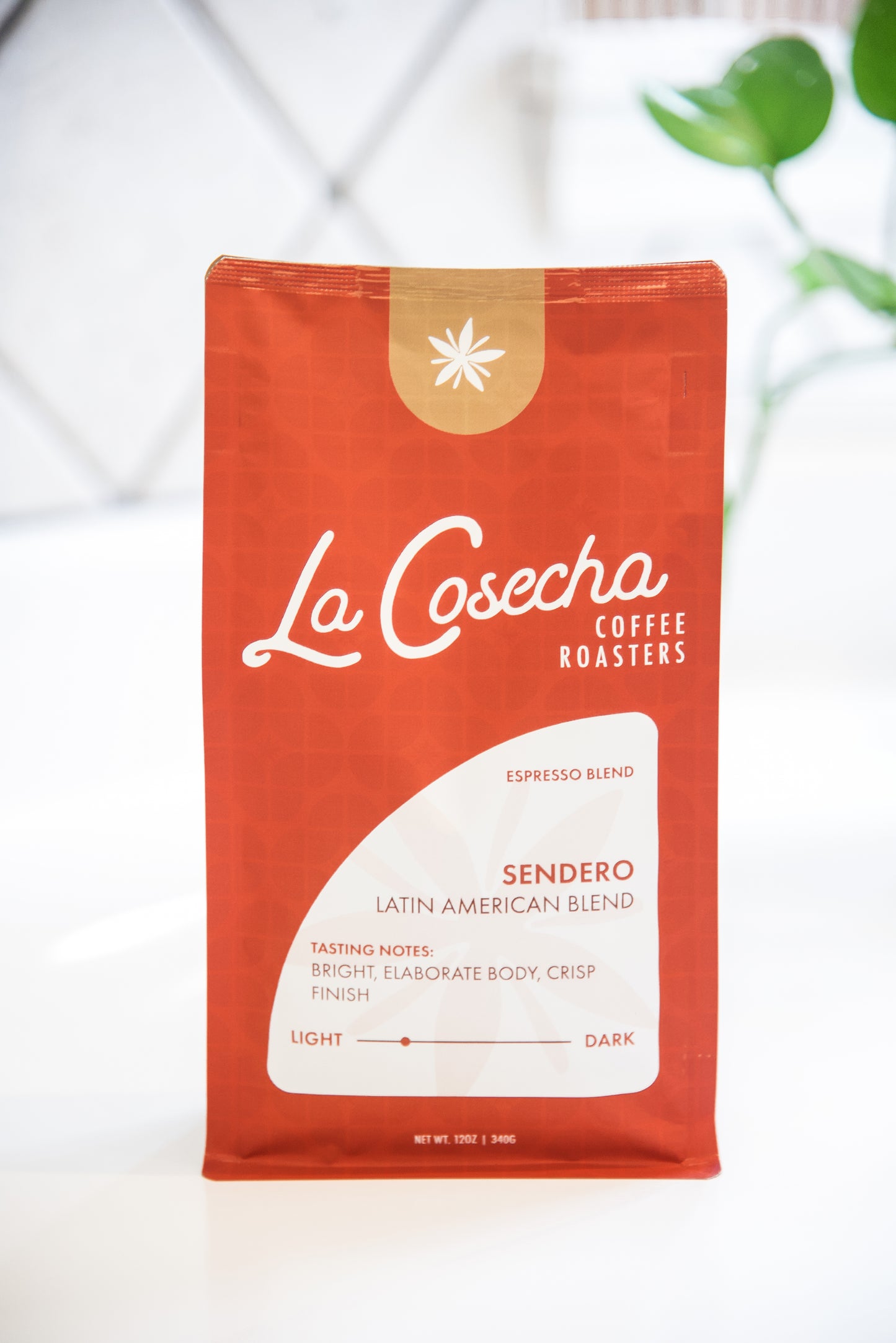 La Cosecha Coffee Roasters Sendero coffee package on a white background