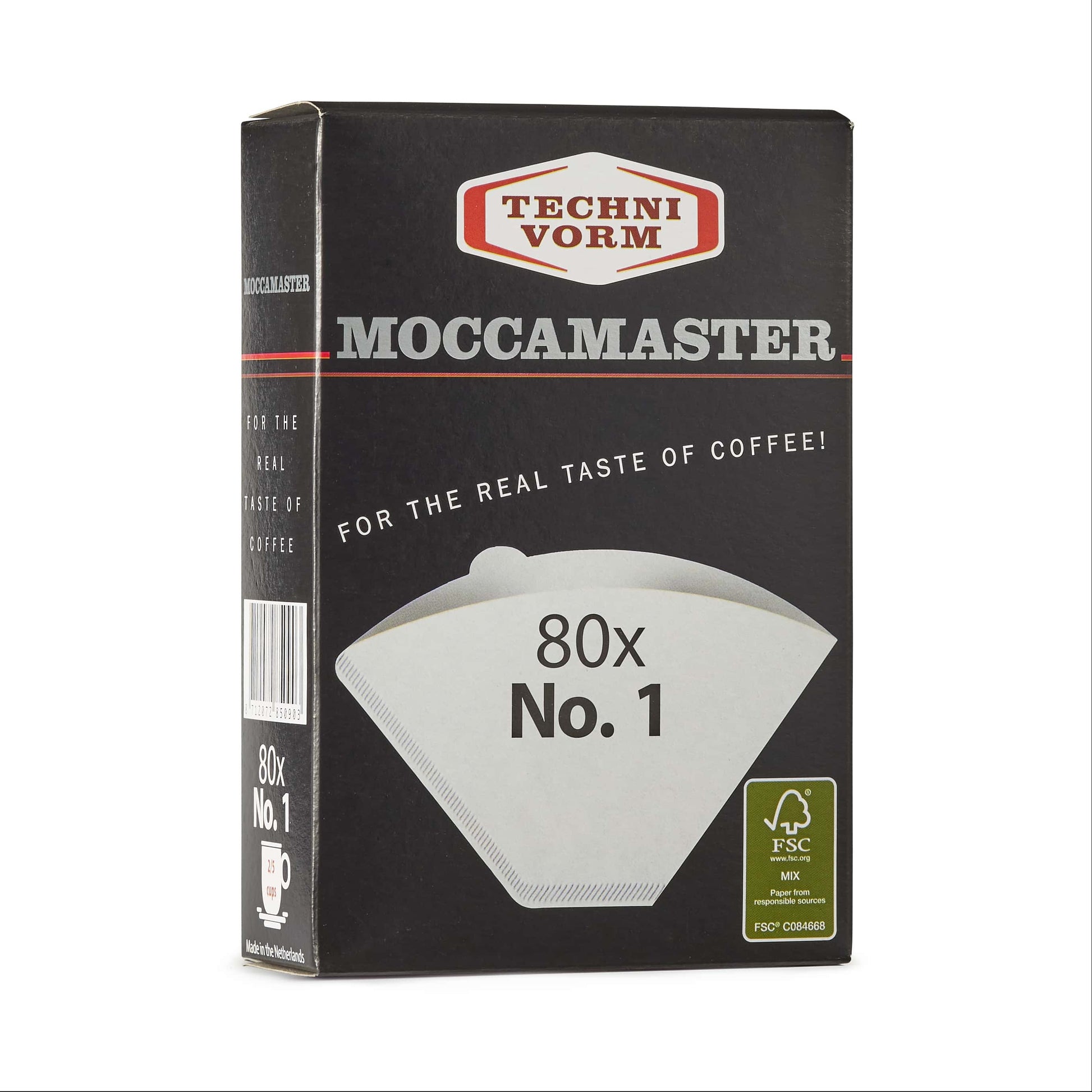 Moccamaster coffee filter packaging with Technivorm logo on a white background