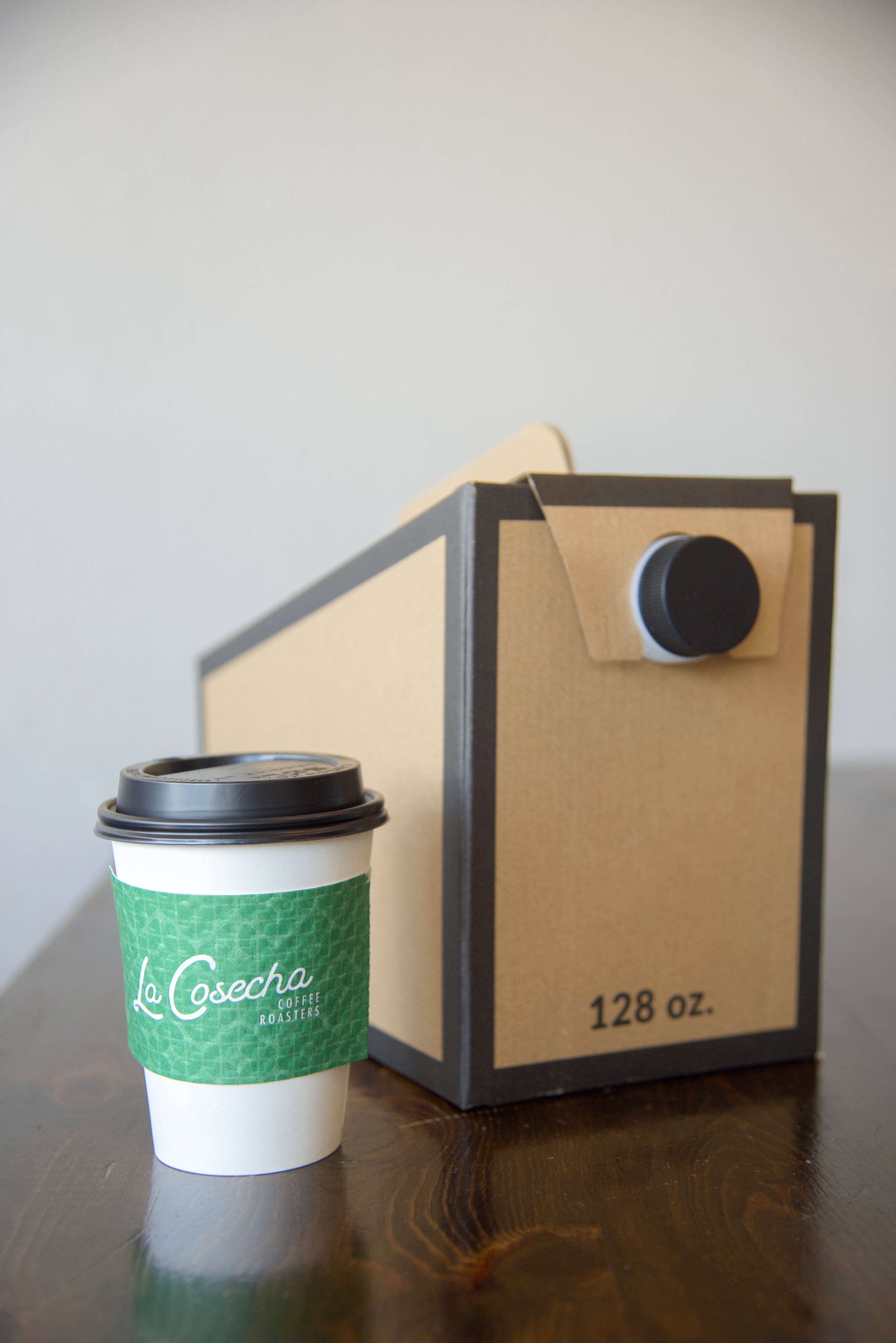 La Cosecha Coffee Tote to go. 