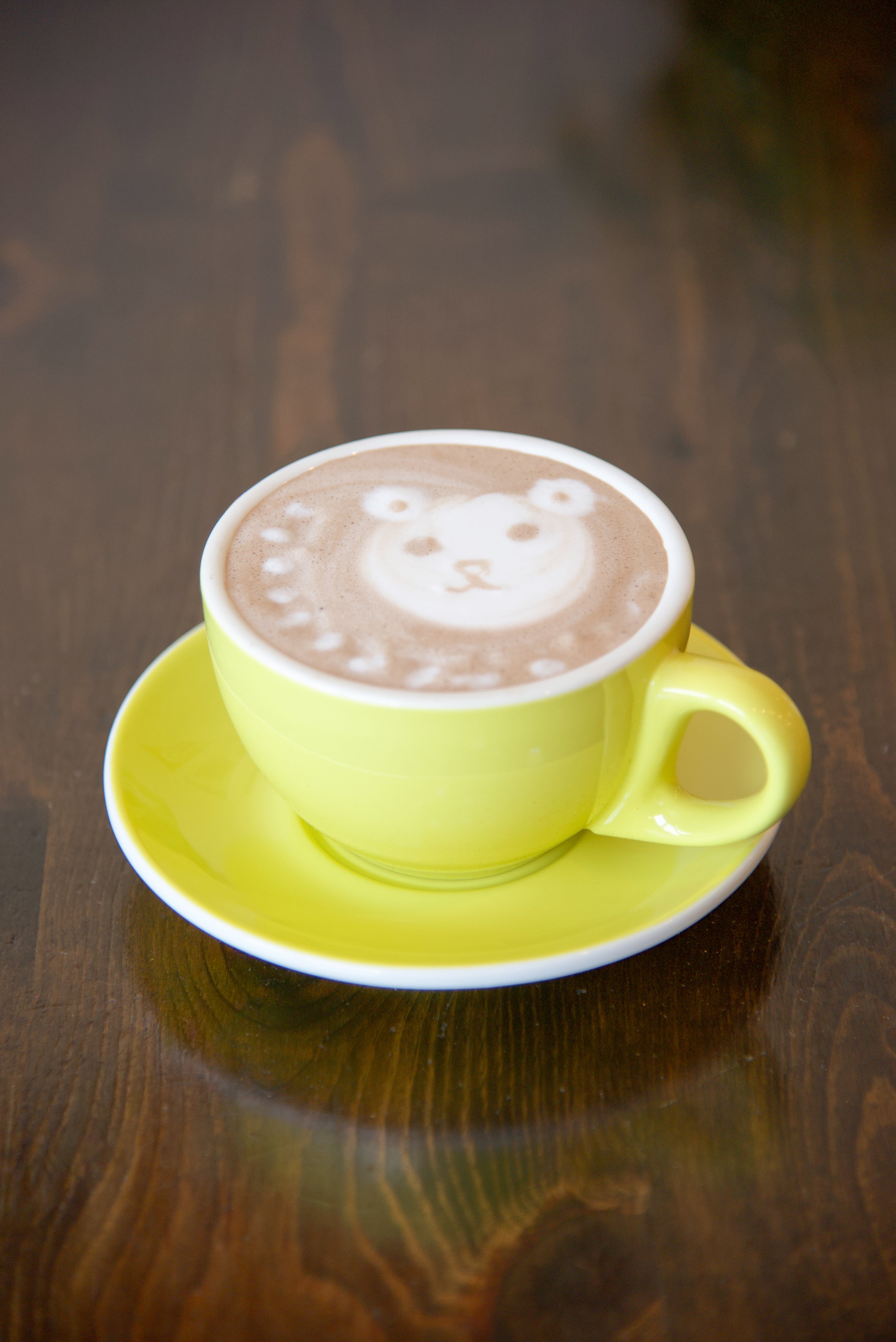 Hot Chocolate for here with a bear design.
