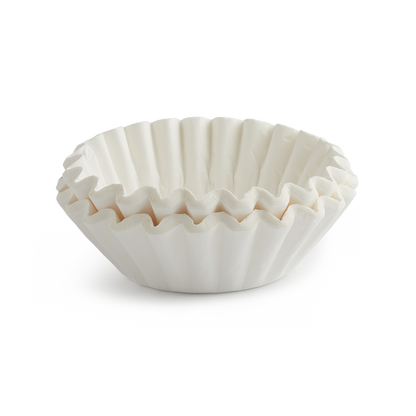 White paper coffee filter on a white background