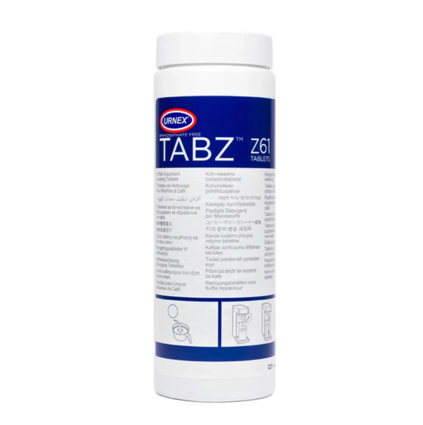 Urnex TABZ Z61 tablets container on a white background